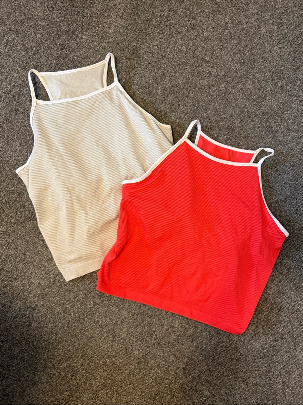 DSG Red and Cream Square-Neck Tank Tops with White Trim